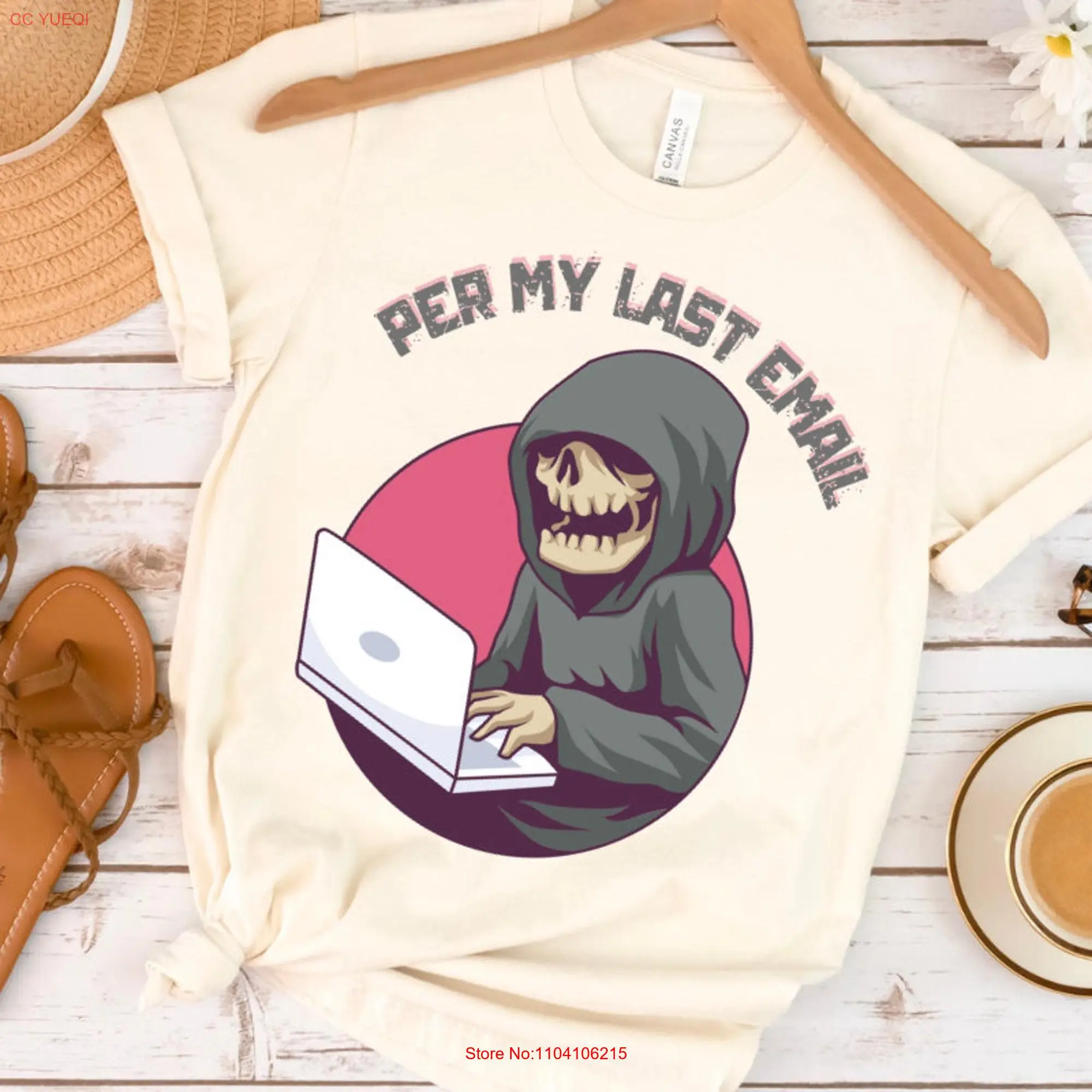 Per My Last Email T Shirt Corporate Halloween Grim Reaper Office Work From Home Jargon Funny long or short sleeves