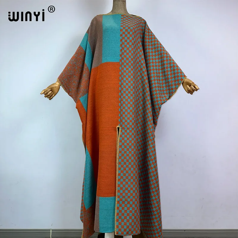 WINYI 2023 print Comfort Warm fashion kaftan Holiday dress Elegant Africa Women Boho party winter clothes for women long dress