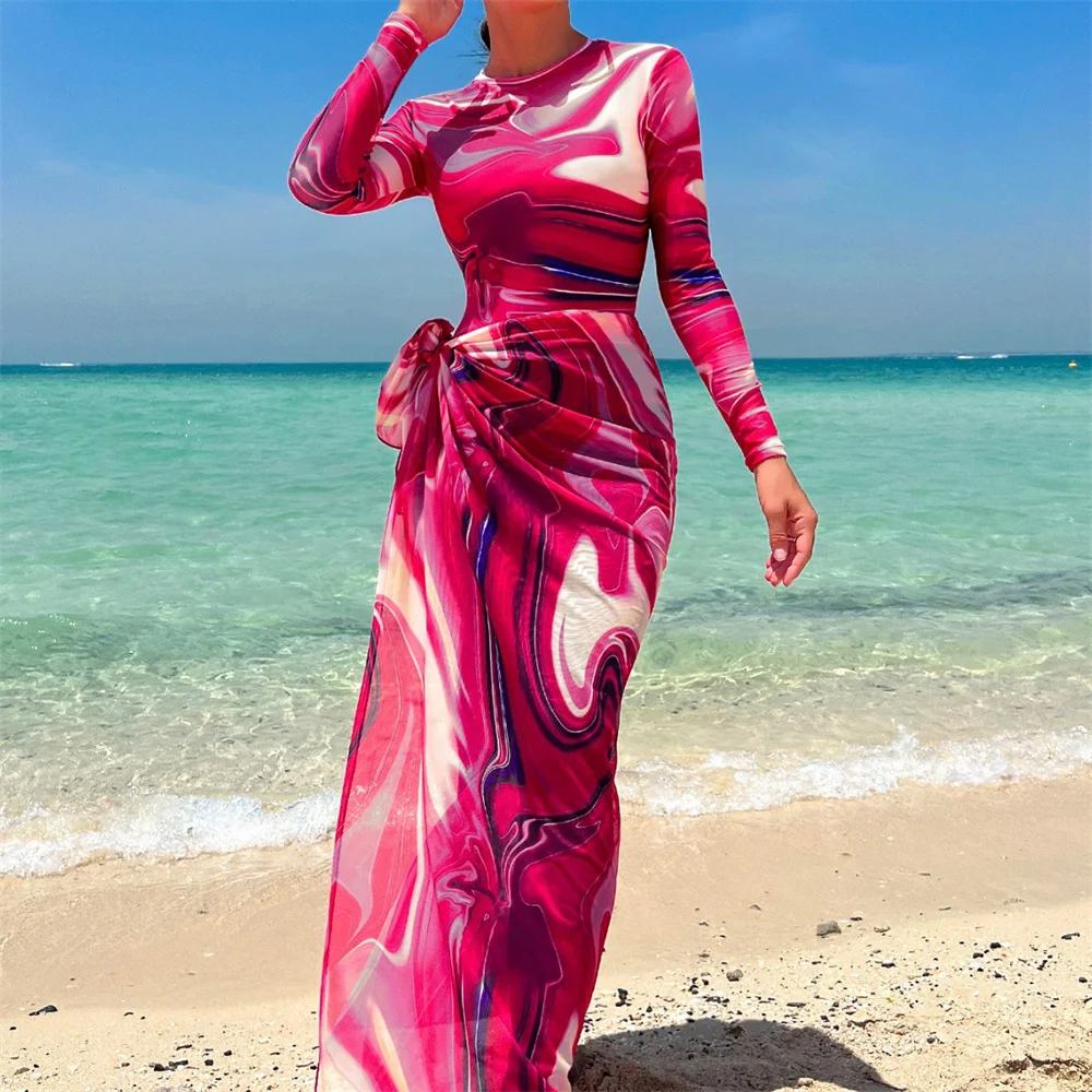 2024 2 Piece Set Printed Modest Burkini Swimming Suit Muslim Swimwear Women  Swimsuit Islamic maillot De Bain femme musulmane