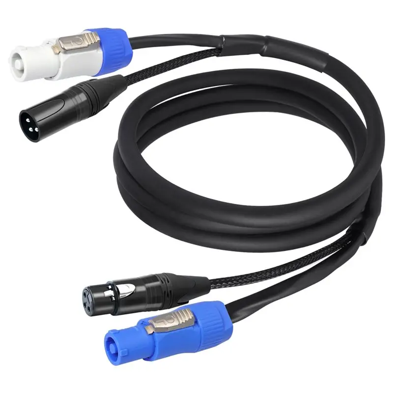 IALJ-Powercon DMX Combo Connect Cable 3Meters 3 Pin XLR & Power Con Compatible Combi Cable For Moving Heading Lighting