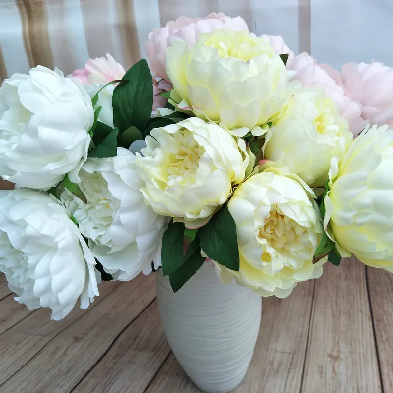 European-style Artificial Round Peony Bouquet Simulation Silk Fake Flower Wedding Photography Bouquets Home Balcony Garden Decor