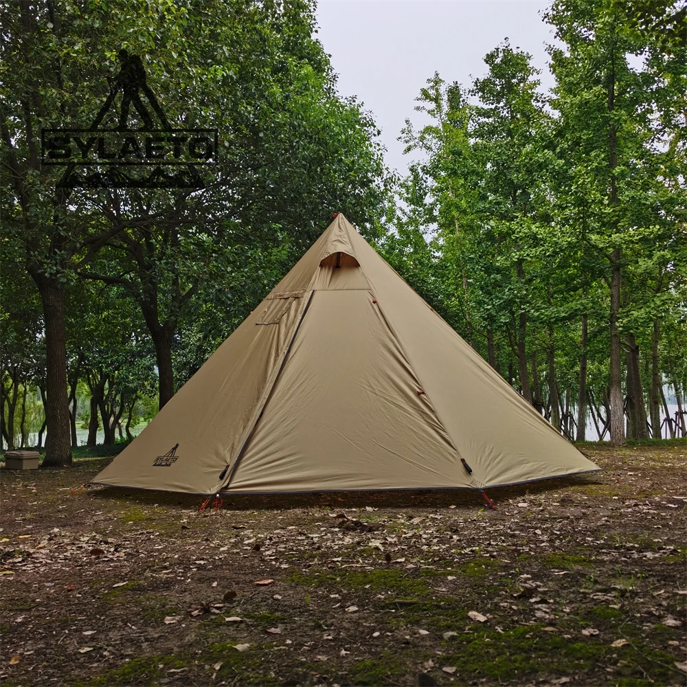 3Person Lightweight Tipi Hot Tent with Fire Retardant Flue Pipes Window Teepee Tent for Family Team Outdoor Backpacking Camping