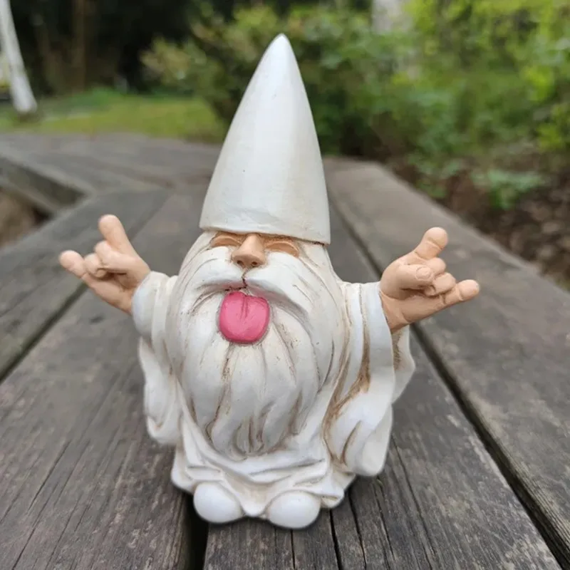 

White-Bearded Dwarf Resin Statue Home Garden Decoration Cartoon Dwarf Desk Ornament Resin Craft Collectible Outdoor Accent