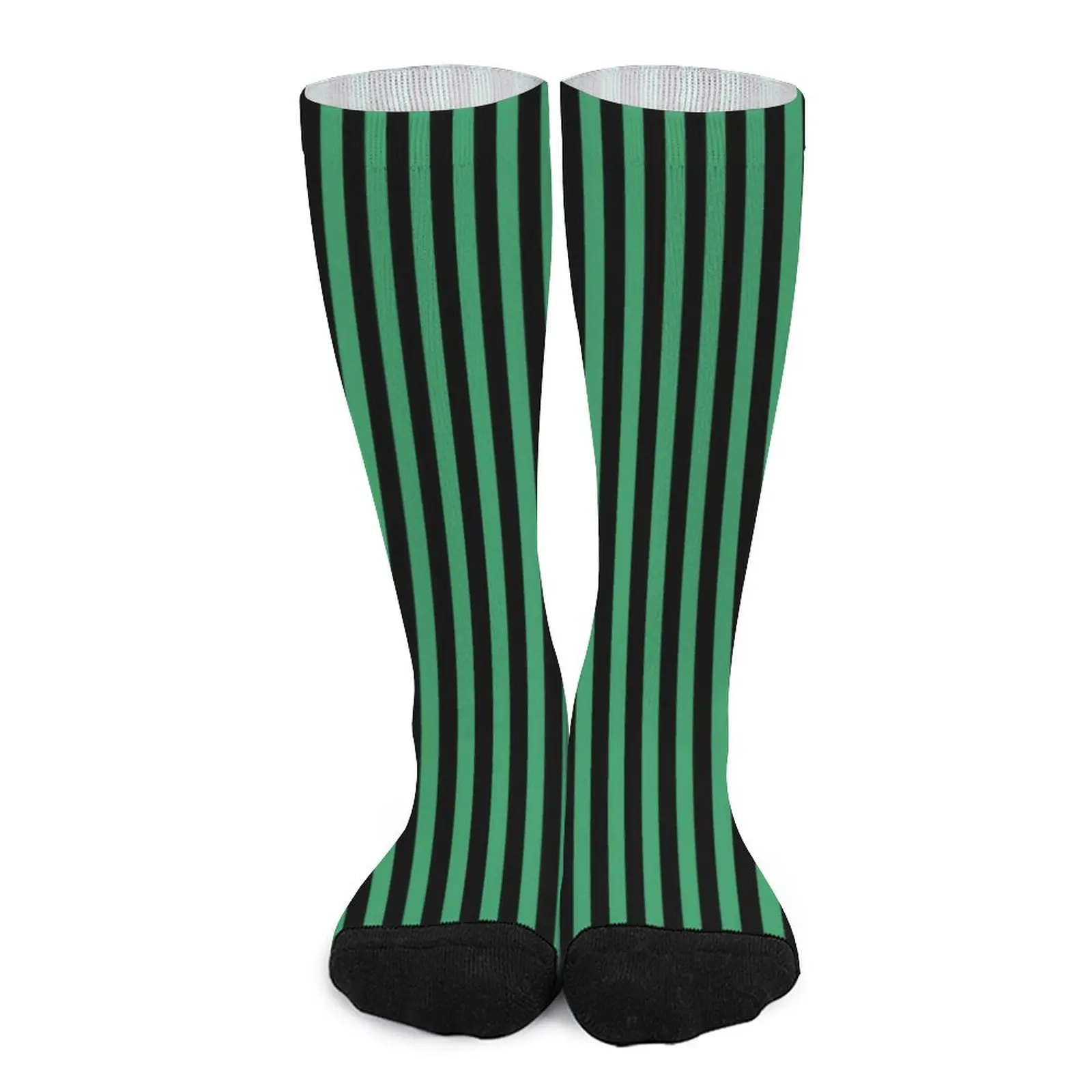 Candy Stripes Stockings Green and Black Line Design Kawaii Socks Winter Anti-Slip Socks Female Cycling Quality Socks