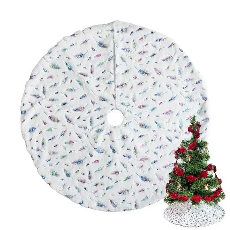 

Christmas Tree Floor Skirt Soft Plush Tree Skirt Ornaments Christmas Tree Mat With Leather Patterns For Decorations Holiday Part