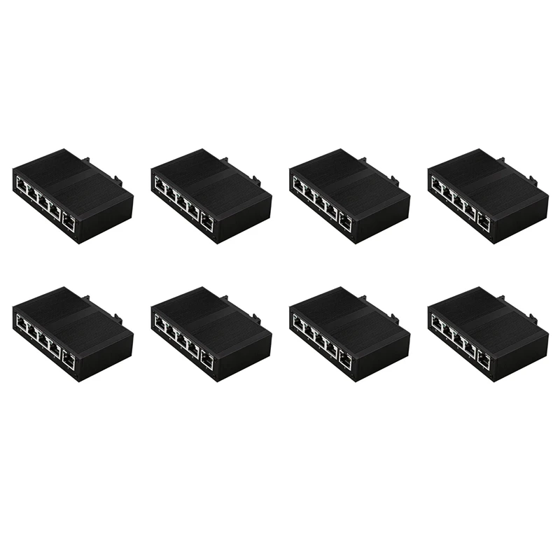 8X 5 Port 100Mbps Network Switch Ethernet Industrial Grade Switch Unmanaged Rail Type Industrial Network Splitter