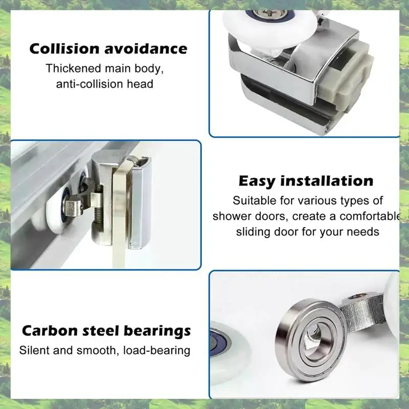 

A59Z-Curved Shower Door Rollers, 16Pcs Shower Glass Door Rollers, Replacement Shower Door Wheels, For Curved Bathroom