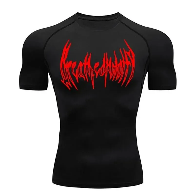 Men's Compression T-Shirt Sportswear for Fitness Muscle Gym Fitness High Elasticity Sweat Absorbing Tight Fit Sweatshirt Elastic