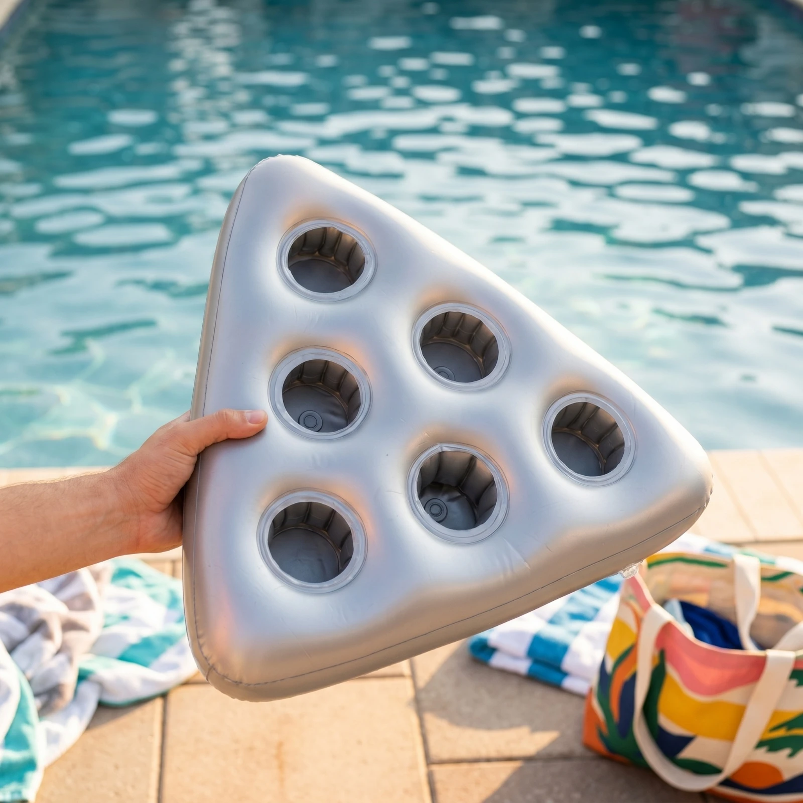 Inflatable Drink Holder with Tether Buoyant Inflatable Drink Holder Pool Accessory Compact Fun for Party Hosts, Swimming Pools