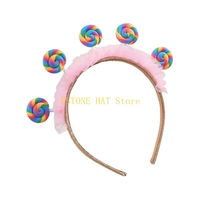 49MF أطفال يوم ملون مصاصة على شكل كرنفالات رئيس العائلة تظهر طوق الشعر للبالغين #2