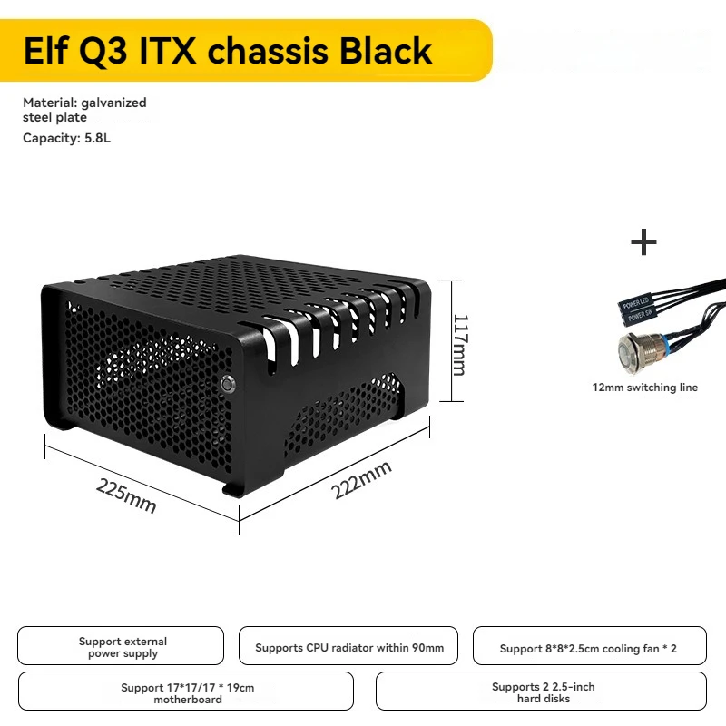 حقيبة كمبيوتر سطح مكتب صغيرة ، حالة إبداعية أفقية HTPC ، غرفة المعيشة Mini ITX