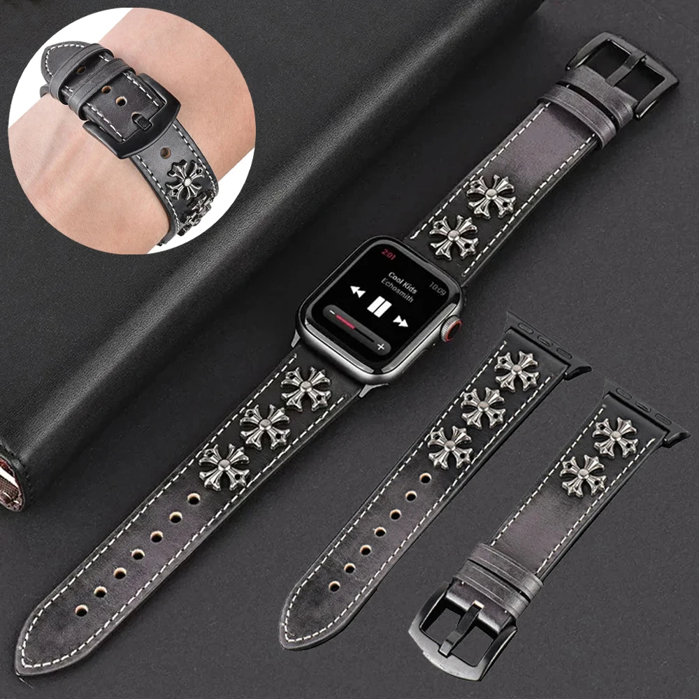 Bracelet Band for Apple Watch Strap 49mm 41mm 45mm Leather Sports Loop for IWatch Series 9 8 7 6 5 4 Bands 44mm 40mm Correa Belt