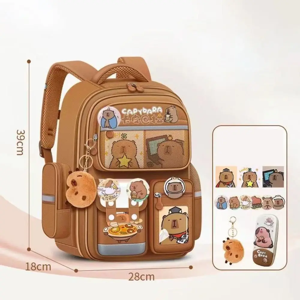 Multi-Compartment Capybara Backpack Waterproof Oxford Cloth Cartoon Animal School Bag Large Capacity Multi Functional