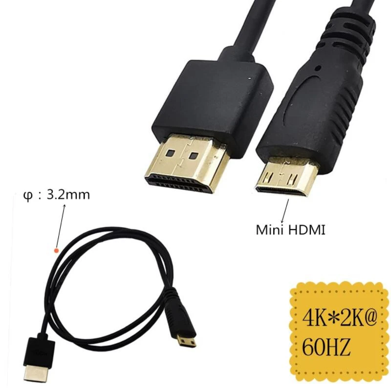 Super miękki kabel cienkie krótkie męski do Micro Mini HDMI 2k 4k HDTV 8K @ 60hz lekki przenośny 30cm 60cm 1M