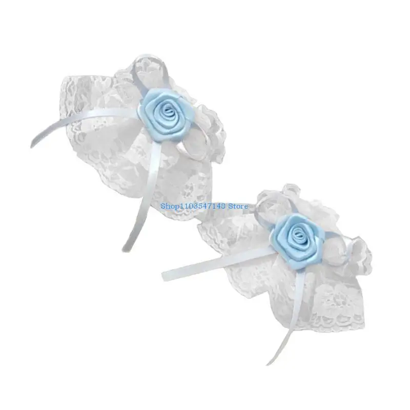 P88B Women Detachable False Wrist Cuffs Wrist False Sleeves with Rosette Lace