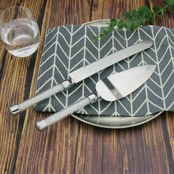 2pcs Wedding Cake Server Set Birthday Crystalline Party Cutlery Stainless Steel Elegant Cake Knife Shovel Pizza Dessert Tool