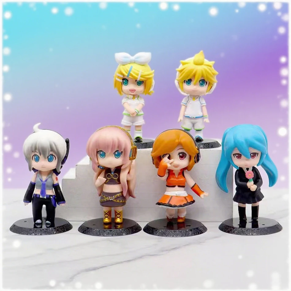 

6 шт. Hatsune Miku Virtual Singer Аниме Фигурка для Crianças, Modelo 3D PVC, Acessórios Косплей Bonitos, Caráter Adorável