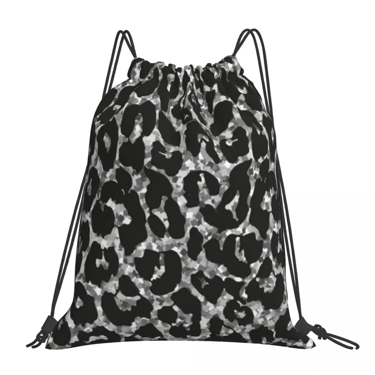 Silver Glitter LeopardSilver Leopard Backpacks Fashion Portable Drawstring Bags Shoes Bag Book Bags For Man Woman School