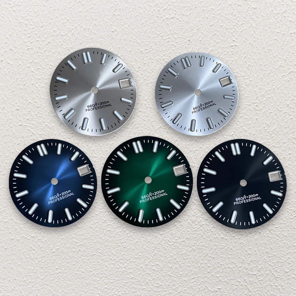 

28.5mm S Logo Sunburst Dial Fit NH35/NH36 Movement Green Luminous Diving High-Quality Watch Modification Accessories