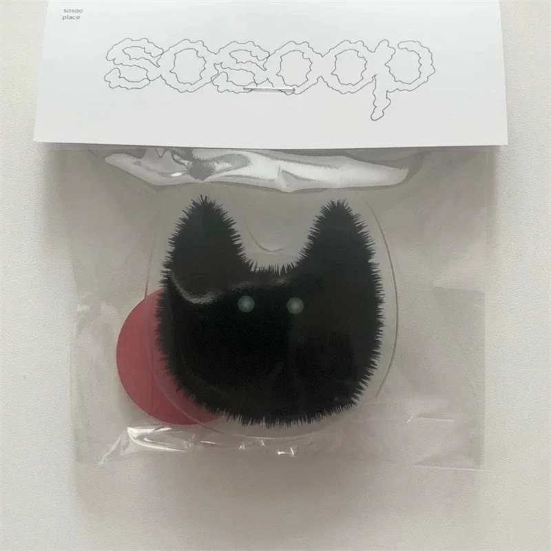 Korean Cute Scare Black Cat Griptok Bracket for IPhone 14 Korea Universal Animal Phone Holder Ring Stand Holder Grip Tok Gift