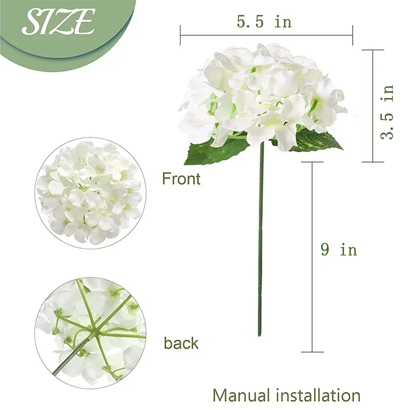 50 Pcs Hydrangea Artificial Flowers with Removable Stems Silk Hydrangeas Heads Flowers for Wedding Centerpieces Party DIY