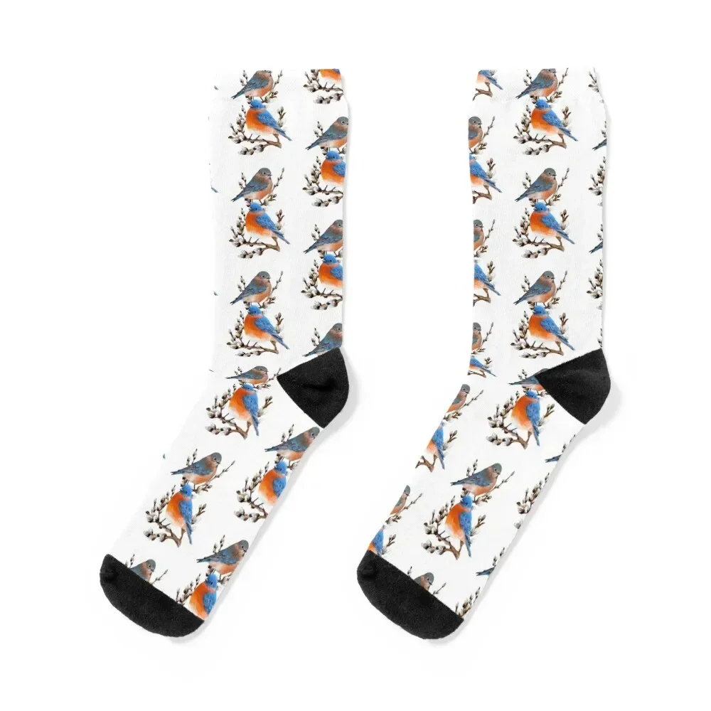 

Eastern Bluebird Couple Socks custom sports Soccer crazy colored Man Socks Women's