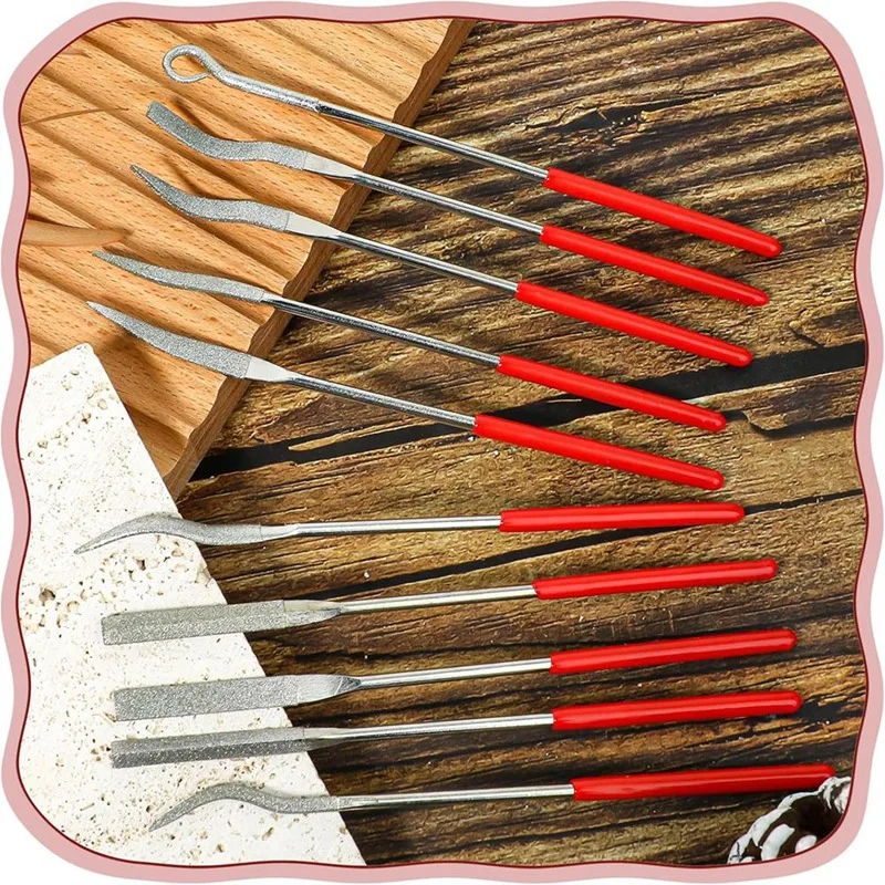 10 Pcs Mini Diamond Needle File Set 5.5Inch Assorted Diamond File Set Wood Carving Tools For Sharpening Ceramic Jewelry