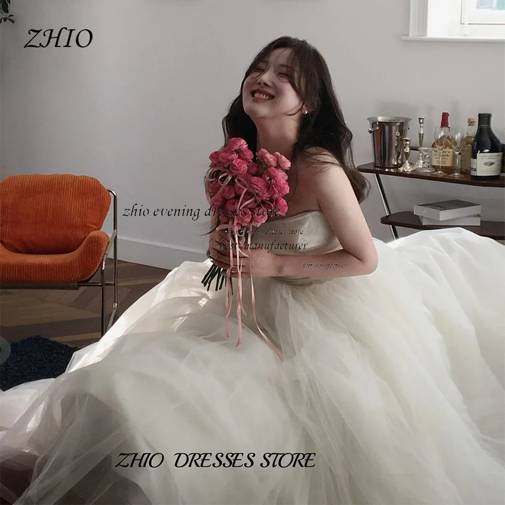 

ZHIO Ivory Tulle Korean Wedding a-line Sleeveless Customized Corset Floor Indoor Wedding Wedding Shooting Ceremony Dresses