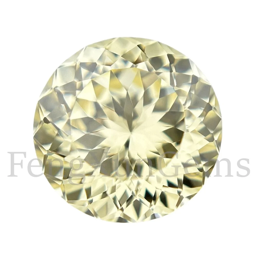 Round Brilliant Cut 5~8mm 100 Faceted Top Quality Machine Cut CZ Light Yellow Loose Cubic Zirconia Gemstone Zircon Stones  Gem