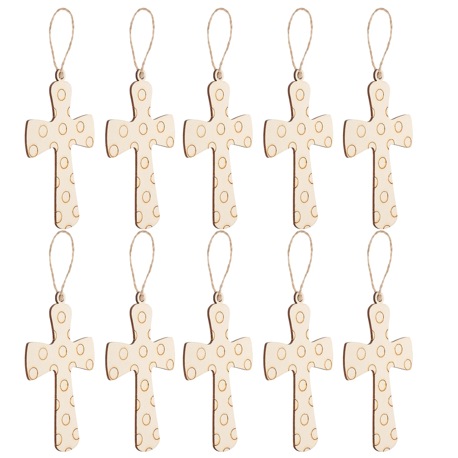 10pcs Wooden Cross Blank Unfinished for Kids DIY Crafts Hanging Decoration Sturdy Material Easy to Paint Sewing Accessories