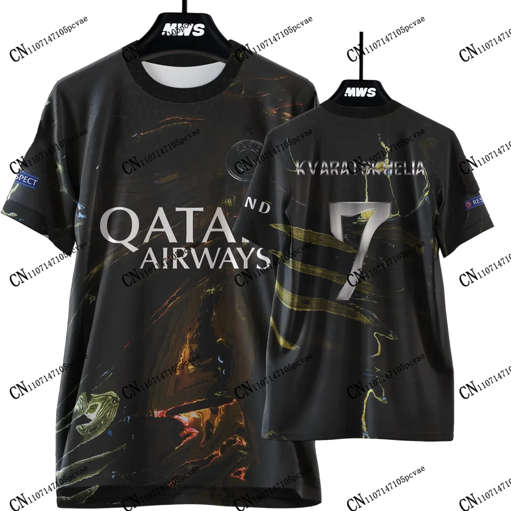 T-shirt imprimé 3D style parisien Kvaratskhelia Édition Coupe du Monde 2026 Nouvelle Arrivée Football Adulte Enfant Unisexe Vêtement Décontracté Cyclisme