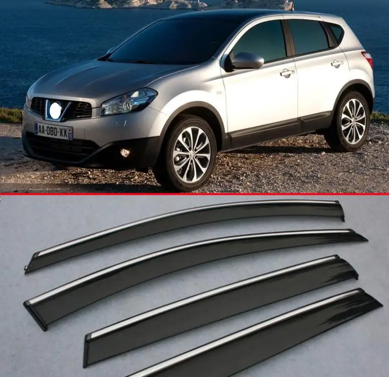 

For Nissan Qashqai 2008 2009 2010 2011 2012 2013 Window Wind Deflector Visor Rain/Sun Guard Vent 4p Car Accessories Stickers