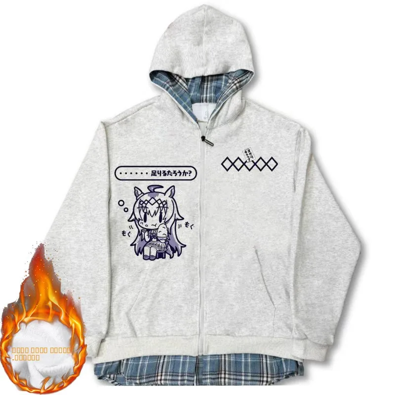 

Hand-Painted Zipper Hooded Cardigan Jaet Racing Girl Anime Outerwear Polyester Fiber Anti-Wrinkle Thiened Long Sve