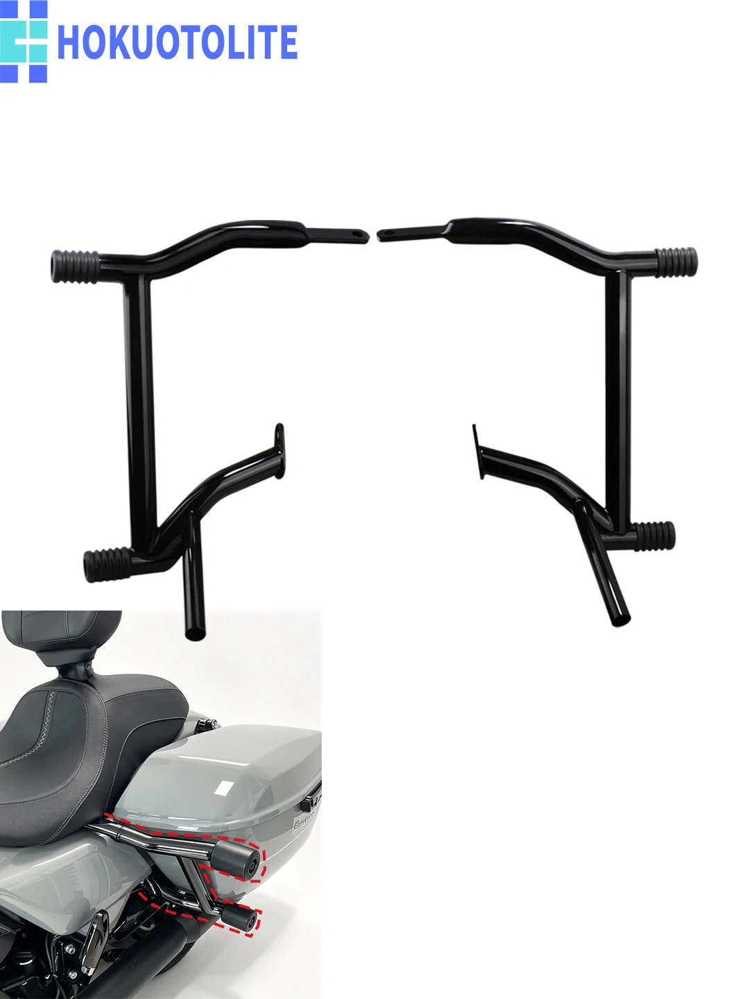 Motorcycle Rear Saddlebag Guards Rails Crash Bar Saddlebag Bar Set For Harley Touring  Electra Street Road Glide Road King 09-25