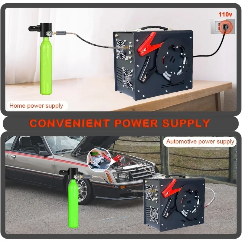 مضخة هواء مثبتة على السيارة ذات ضغط عالي، مضخة زيت ضاغط الهواء، ضغط عالي بدون ماء، مناسبة لزجاجات الغوص #1