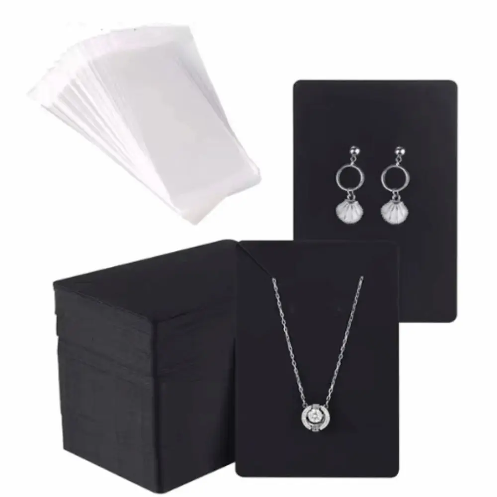 Kraft Paper Necklace Earrings Packaging Card Necklace Corner Slots Blank Surface Kraft Paper Cards Hanging Hole