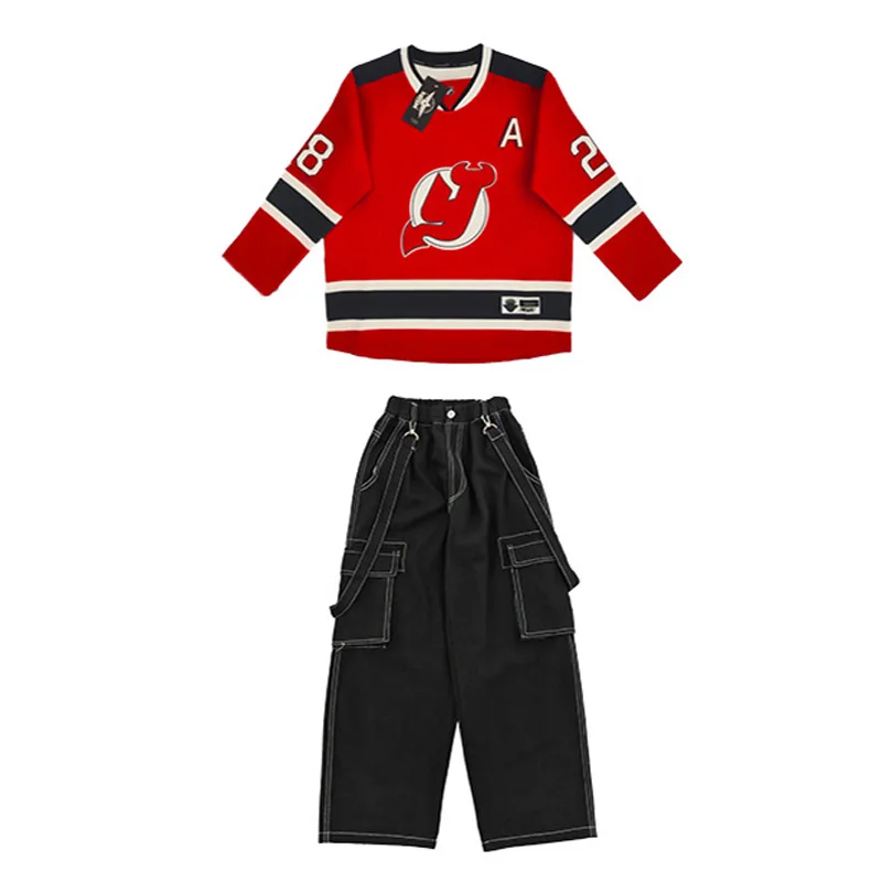 Korean Children Hip-hop Costumes, Boys Performance Costume, Skateboarding Rehearsal Costume, Cheerleading Suits