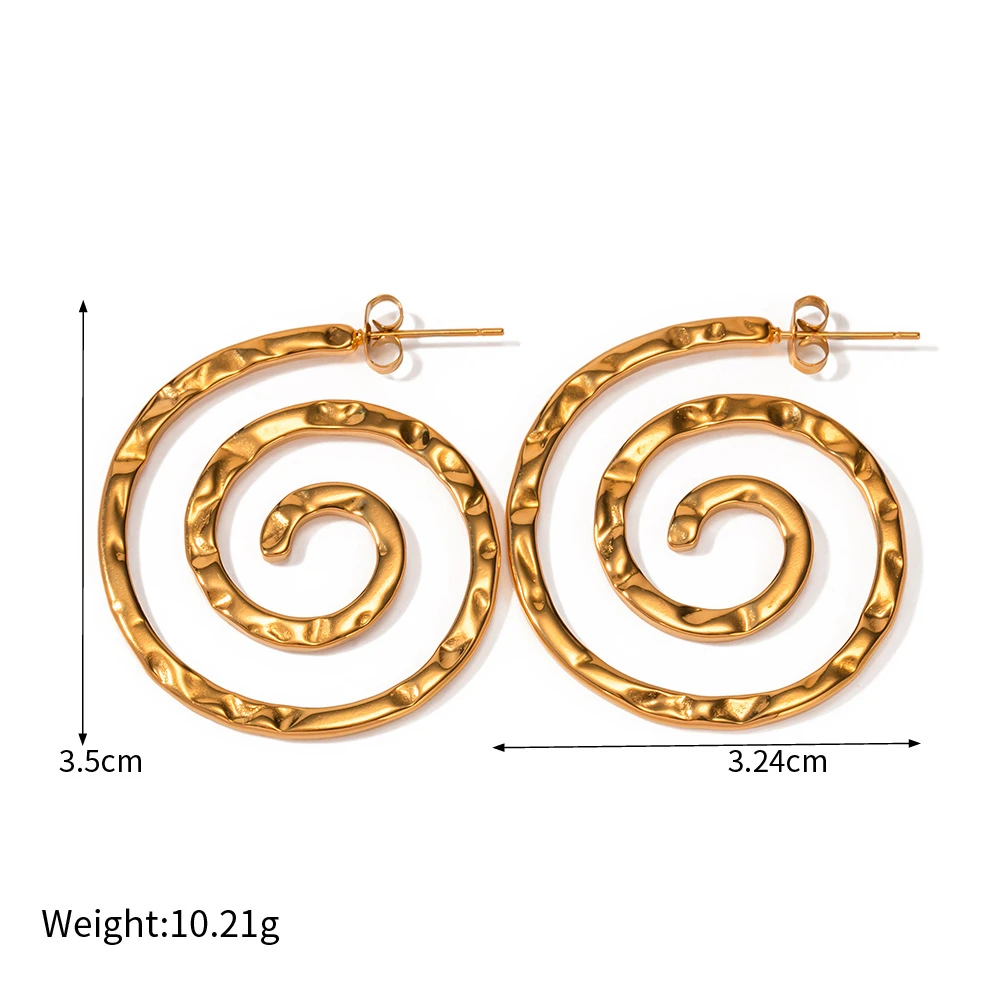 HangZhi Exaggerated Spiral Line Stainless Steel Big Earring Funny Fashion Large Hollowe Vintage Jewelry 2023 New