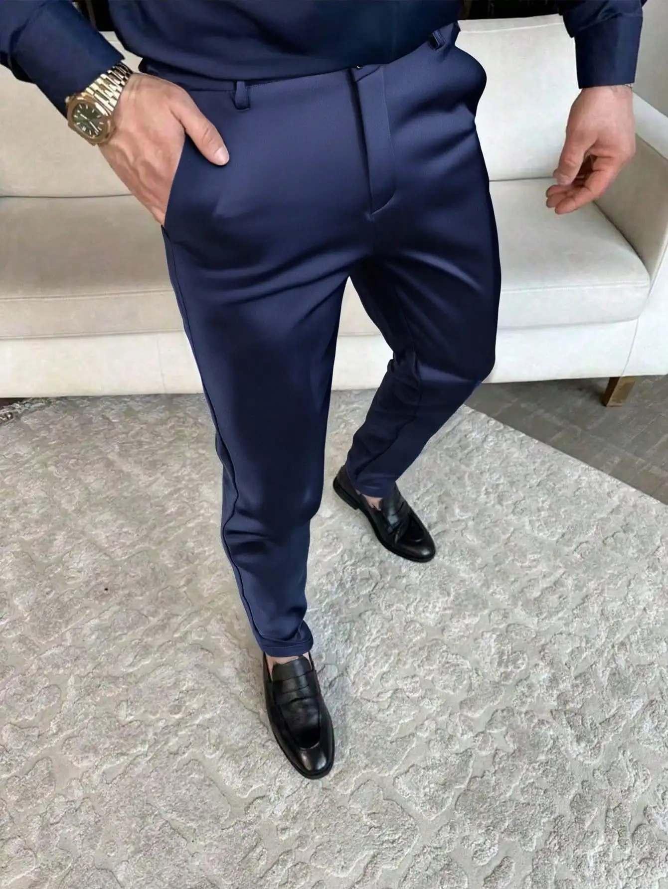 Pantalon de costume Ultra-fin pour hommes, respirant, doux, droit, décontracté, ample, Simple