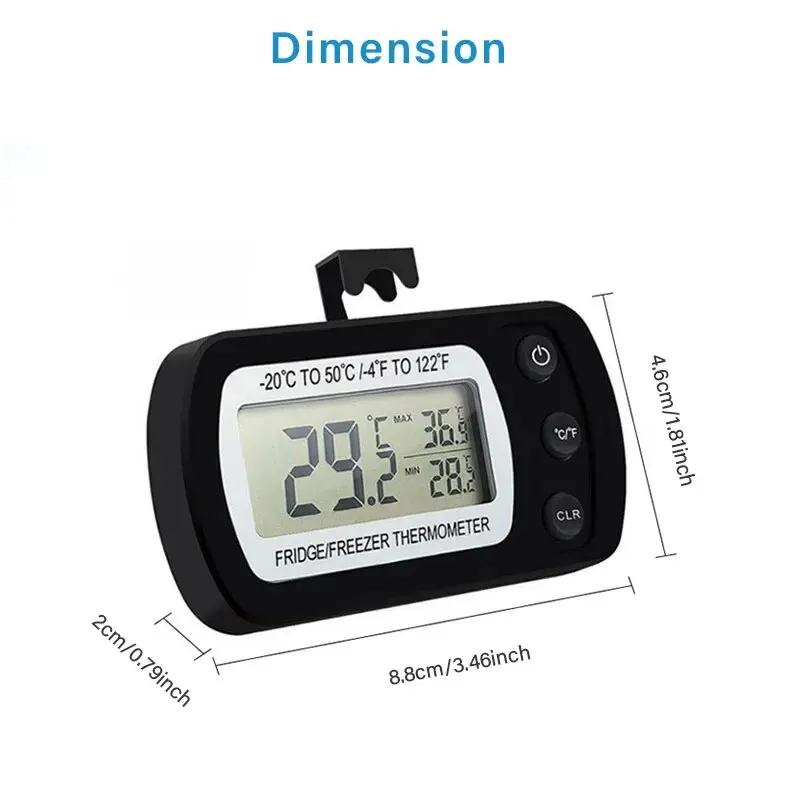 Fridge Refrigerator Freezer Digital Thermometer Max Min Temperature °C℉ Switchable Hang Stand Alarm Thermometer for Home Kitch