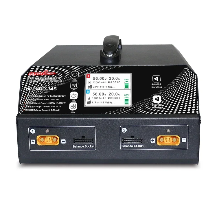 

Ultra Power UP2400-14S 2x1200W 25A 6S 12S 14S двухпортовое зарядное устройство LiPo LiHV для сельского хозяйства, картографирования dr one