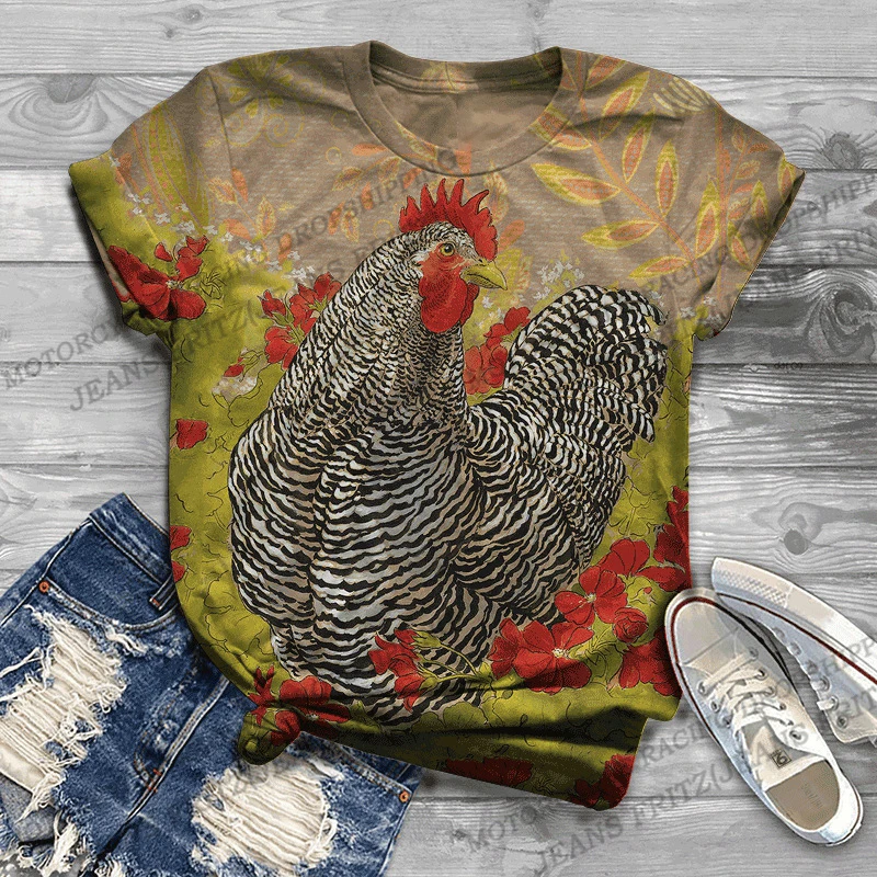 Chicken 3d Print T-shirt Men Women Fashion T-shirts Animal Tees Short Sleeve Tops Tees Vintage Tshirt Harajuku Camisetas