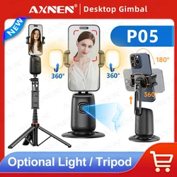 AXNEN P05 Gimbal Stabilizer Desktop Cellphone Holder Face Tracking 360 Rotation Shoot AI Follow Gesture Control for Mobile Phone