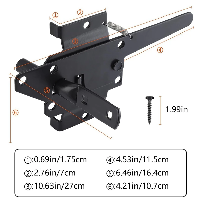 Heavy Duty Self-Locking Latches For Wooden Fences, Lever Latches For Garden Outdoor/Pool Doors Fence Hinges