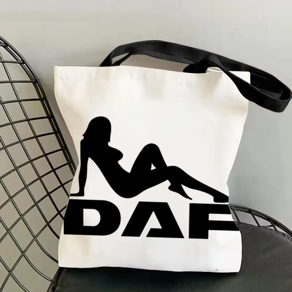 

Модные дизайнерские сумки для хранения DAF, холщовая сумка для покупок с двусторонним принтом, большая вместительная эстетичная многоразовая сумка-тоут