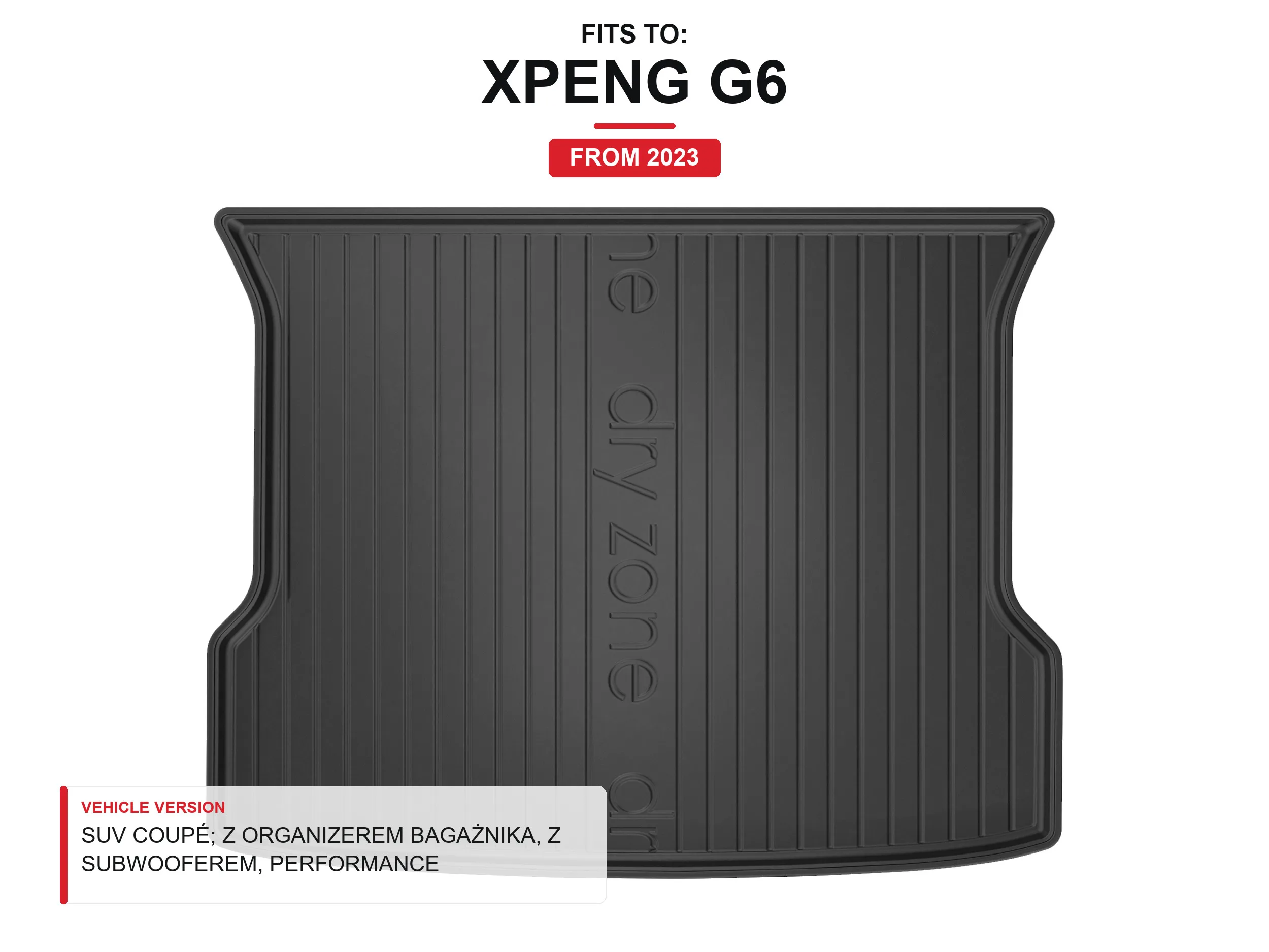 Tpe Dryzone kofferbakmat voor: Xpeng G6 2023- SUV Coupé