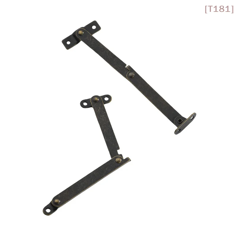6pcs Antique Brass Bronze Lid Support Hinges Jewelry Chest Wooden Box Cabinet Furniture Accessories Limit Stay Hinge