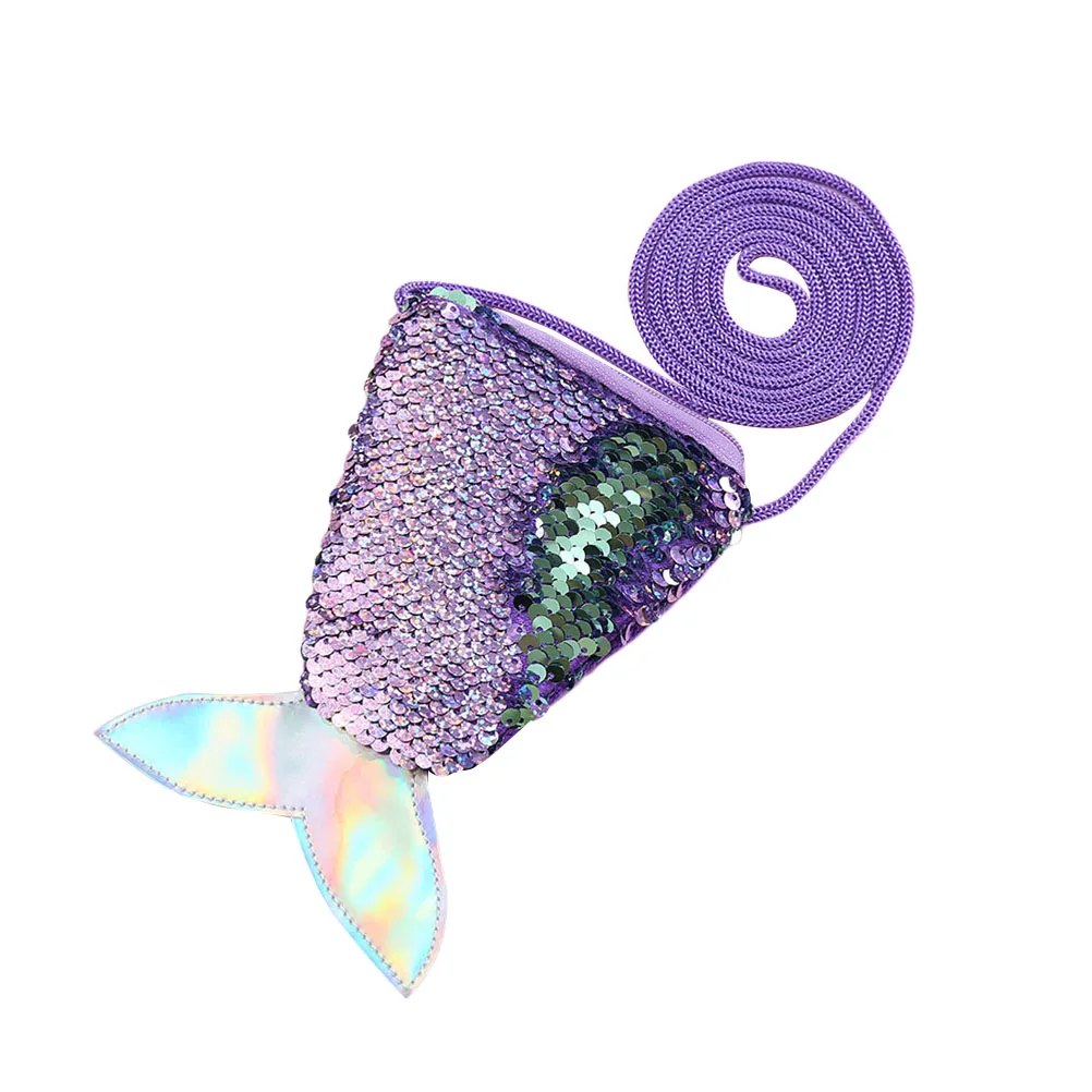 

Women's Mermaid Tail Sequins Coin Purse Purple Crossbody Sling Change Holder Pouch for Party Shopping Travel Daily Use