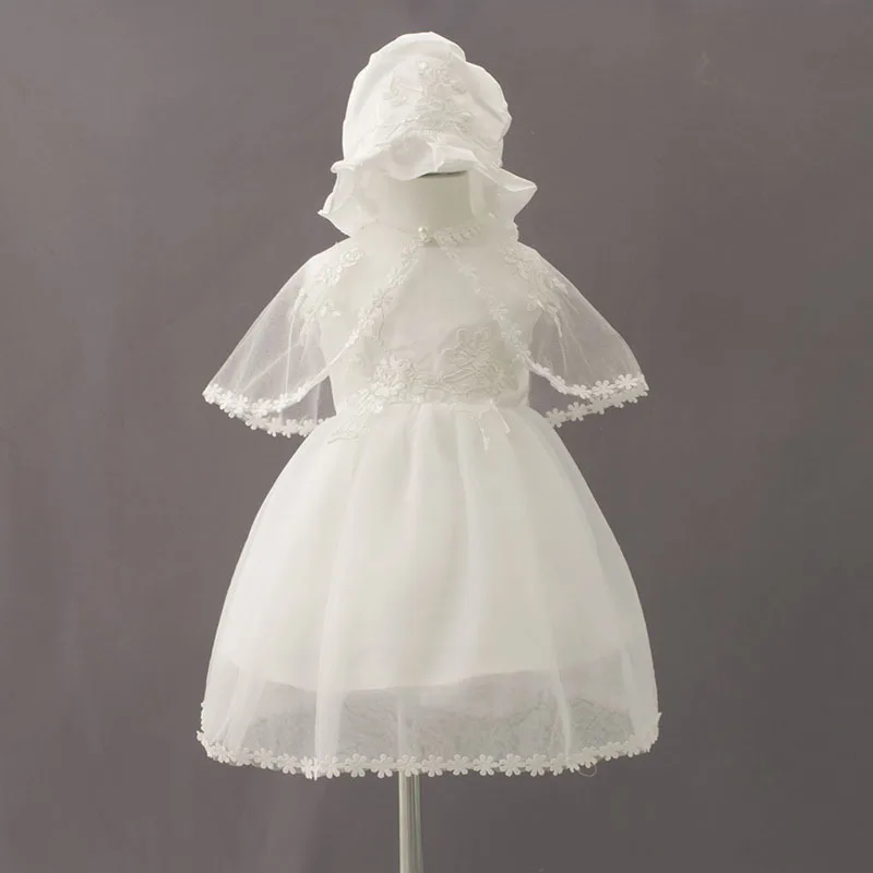 

New Princess Baby Baptism Dress for Girl =Princess Dresses Newborns Clothes with Hat 0 1 2 Years