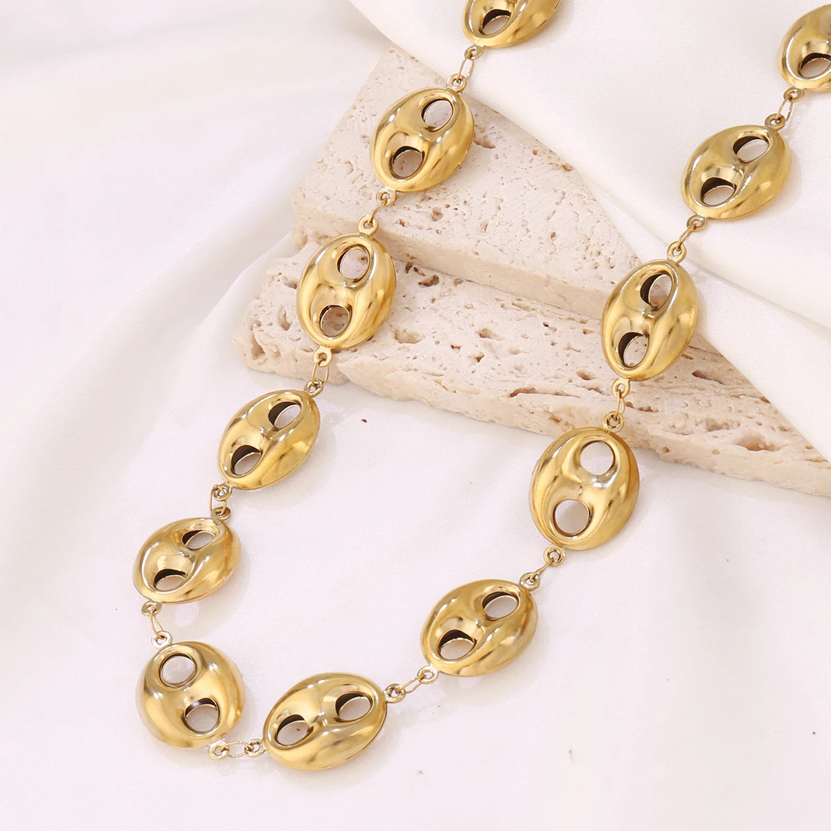 316L Stainless Steel Coffee Bean Chain Necklace For Women Fashion Gold Color Coffee Bean Charms Chain Necklaces Femme Jewelry view 3